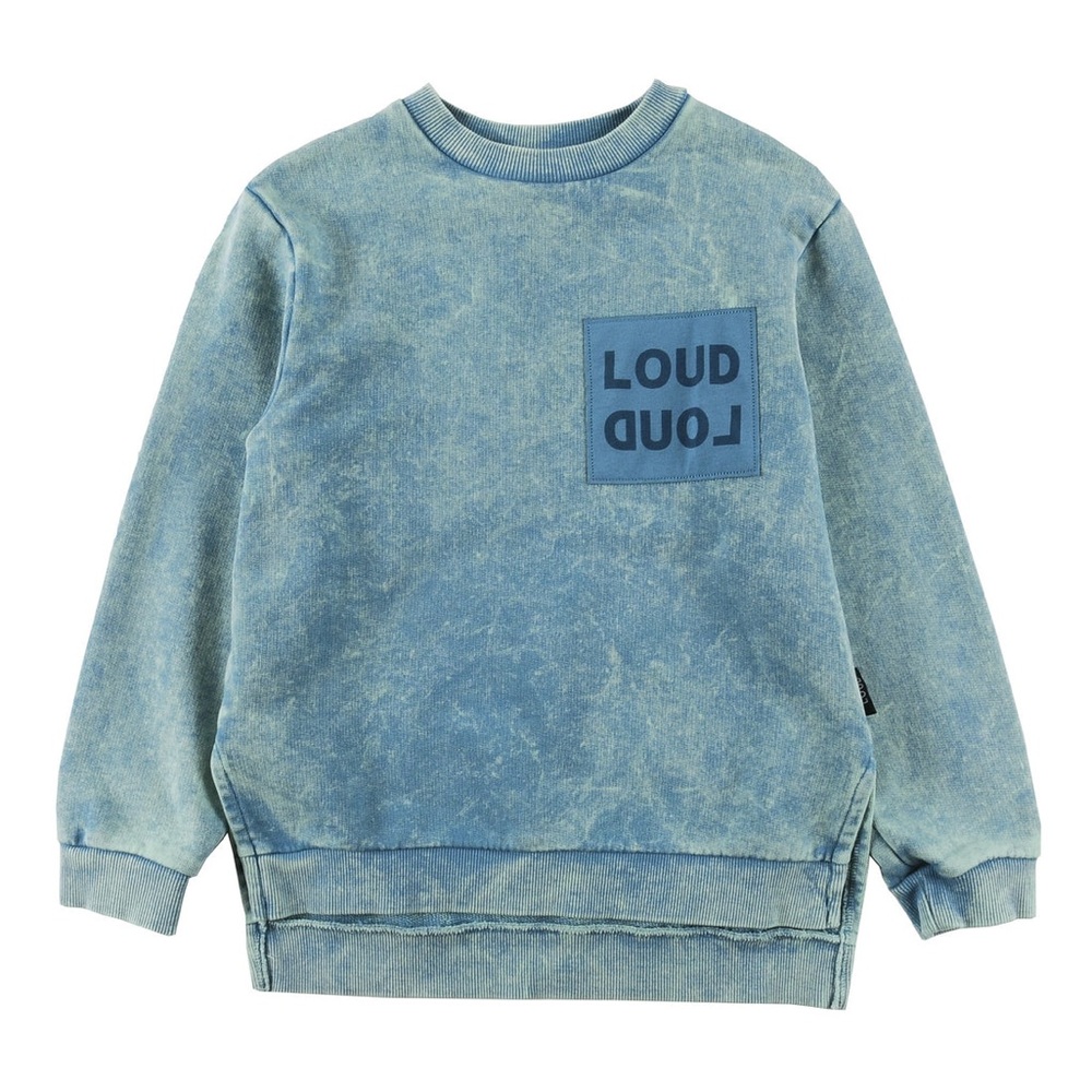 Loud Apparel Marbled Blue Bay Record Sweatshirt - Size 6Y
